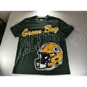 Starter NFL Green Bay Packers Shirt Mens Large Green AOP Big Logo